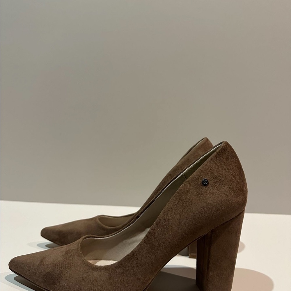 Brown Suede Pointed Toe Pumps - image 2